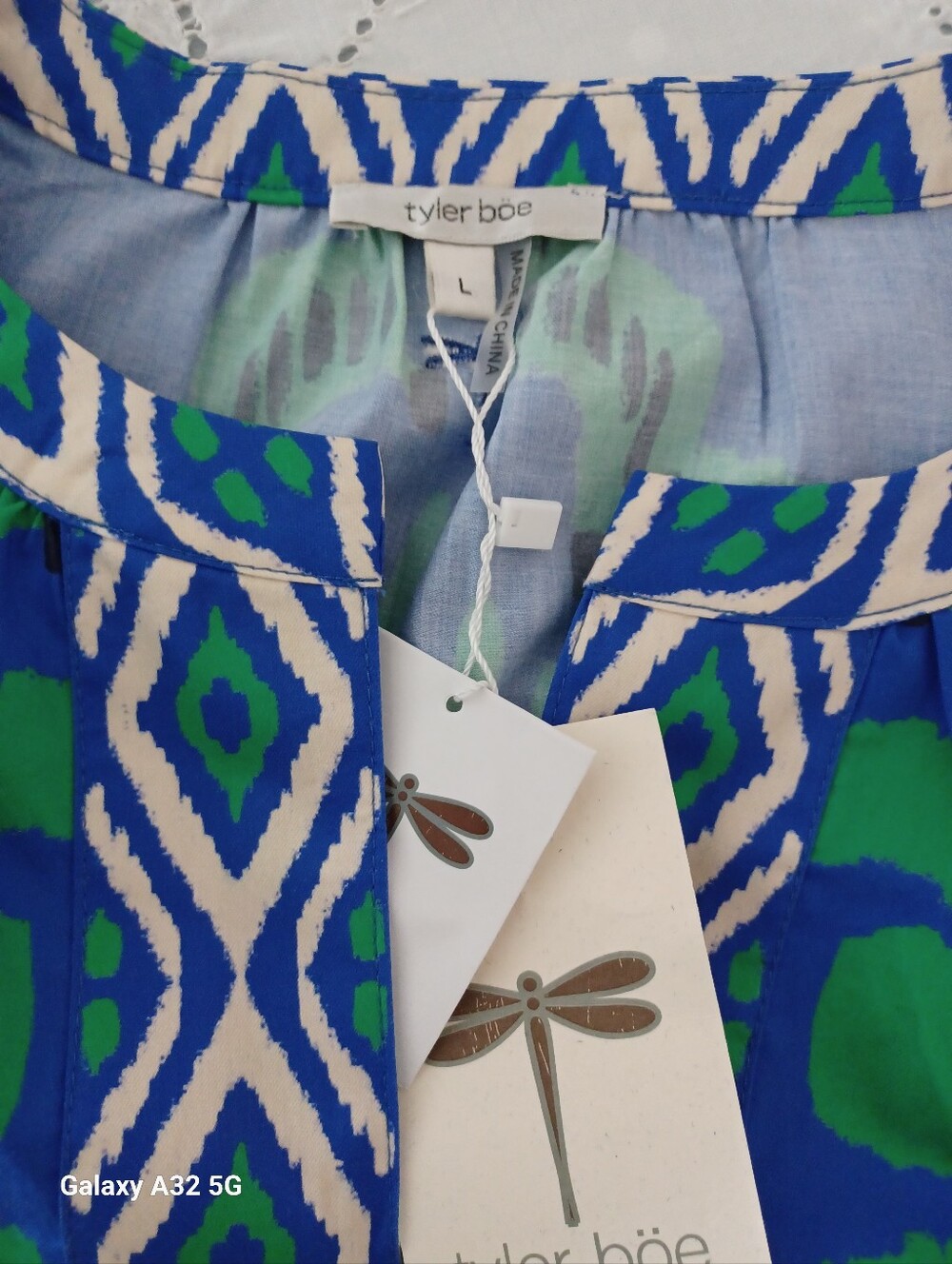 Tyler Boe Midi Dress Green & Blue - Size L - Picture 8 of 9